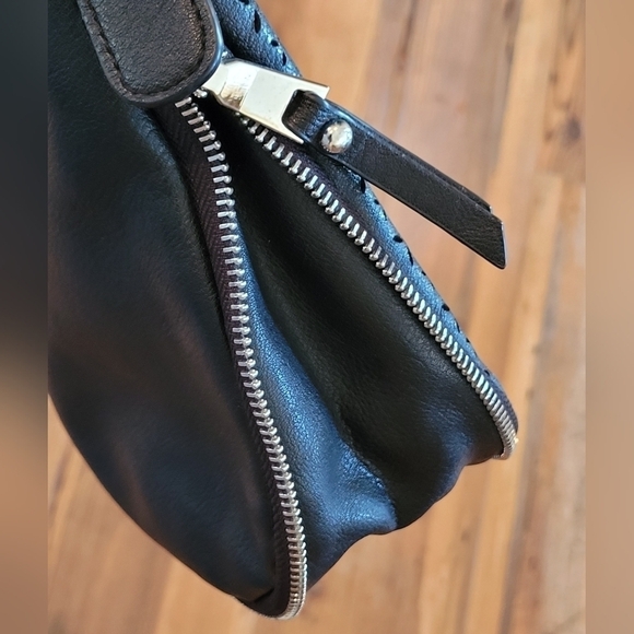 JOANEL Crossbody Bag, Faux Leather, Cutout and Zipper Detail, Black - Picture 5 of 14